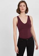 Bayan Bordo V Yaka Kalın Askılı Pamuk Atlet