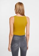 Bayan Yeşil V Yaka Kalın Askılı Pamuk Atlet