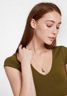 Bayan Yeşil Pamuk V Yaka Kısa Kollu Tişört