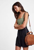 Bayan Yeşil Askı Detaylı Kare Yaka Bluz