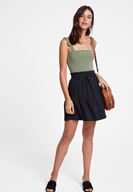 Bayan Yeşil Askı Detaylı Kare Yaka Bluz