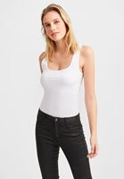 Bayan Beyaz Kalın Askılı Kare Yaka Atlet