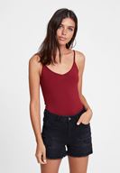 Bayan Bordo İnce Askı Detaylı Atlet