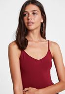 Bayan Bordo İnce Askı Detaylı Atlet