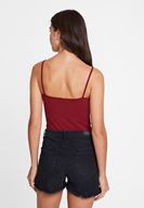 Bayan Bordo İnce Askı Detaylı Atlet