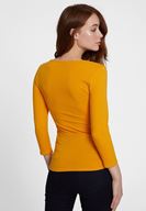 Bayan Turuncu Pamuklu V Yaka Tişört