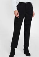 Bayan Siyah Orta Bel Detaylı Boru Paça Pantolon