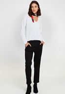 Bayan Siyah Orta Bel Detaylı Boru Paça Pantolon