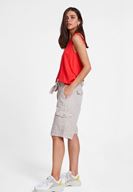 Bayan Krem Cepli Kargo Şort