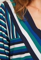 Bayan Çok Renkli Çizgi Desenli  V Yaka Triko