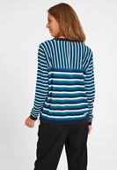 Bayan Çok Renkli Çizgi Desenli  V Yaka Triko