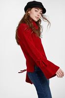 Bayan Kırmızı Bağlama Detaylı Boğazlı Kazak