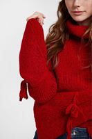 Bayan Kırmızı Bağlama Detaylı Boğazlı Kazak