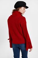 Bayan Kırmızı Bağlama Detaylı Boğazlı Kazak