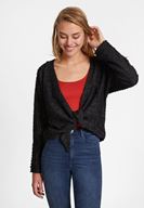 Bayan Siyah Parlak Detaylı Hırka