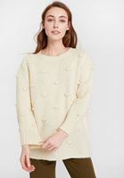 Bayan Krem Ponpon Detaylı Kazak