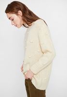 Bayan Krem Ponpon Detaylı Kazak