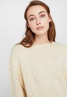 Bayan Krem Ponpon Detaylı Kazak