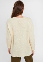 Bayan Krem Ponpon Detaylı Kazak