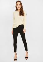 Bayan Krem İki Renkli Triko Kazak