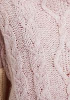 Bayan Pembe Boğazlı Blok Desen Triko