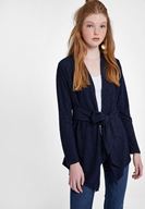 Bayan Lacivert Belden Bağlamalı Dokulu Hırka