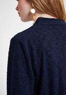 Bayan Lacivert Belden Bağlamalı Dokulu Hırka