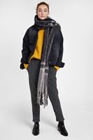 Bayan Sarı Boğazlı Çizgi Dokulu Kazak