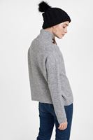 Bayan Gri Boğazlı Çizgi Dokulu Kazak