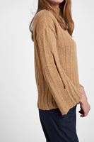 Bayan Kahverengi Yırtmaç Detaylı Triko Kazak