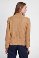 Bayan Kahverengi Yırtmaç Detaylı Triko Kazak