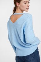 Bayan Mavi Dokulu Sırt Detaylı Kazak