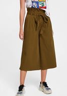 Bayan Yeşil Beli Kemerli Bol Pantolon