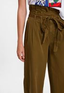 Bayan Yeşil Beli Kemerli Bol Pantolon