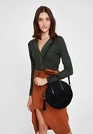 Bayan Yeşil Uzun Kollu Yaka Detaylı Bluz