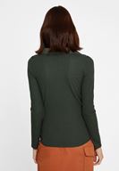 Bayan Yeşil Uzun Kollu Yaka Detaylı Bluz