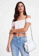 Bayan Pembe Düşük Omuzlu Bağlama Detaylı Bluz