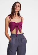 Bayan Mor Önden Bağlamalı Kısa Bluz