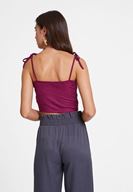 Bayan Mor Önden Bağlamalı Kısa Bluz