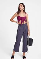 Bayan Mor Önden Bağlamalı Kısa Bluz