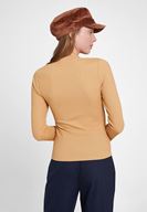 Bayan Kahverengi Dokulu Kruvaze Bluz