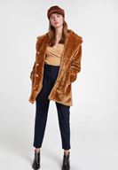 Bayan Kahverengi Dokulu Kruvaze Bluz