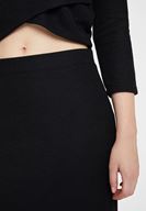 Bayan Siyah Asimetrik Dikiş Detaylı Etek