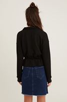 Bayan Siyah Yakası Fermuar Detaylı Sweatshirt