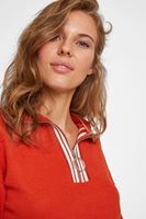 Bayan Turuncu Yakası Fermuar Detaylı Sweatshirt