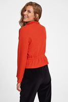 Bayan Turuncu Yakası Fermuar Detaylı Sweatshirt