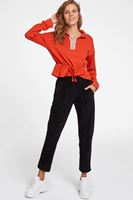 Bayan Turuncu Yakası Fermuar Detaylı Sweatshirt