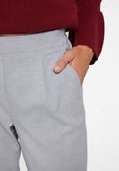 Bayan Gri Orta Bel Bol Pantolon