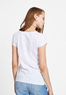Bayan Beyaz Baskı Desenli Tişört