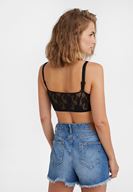 Bayan Siyah Fermuar Detaylı Dantel Büstiyer